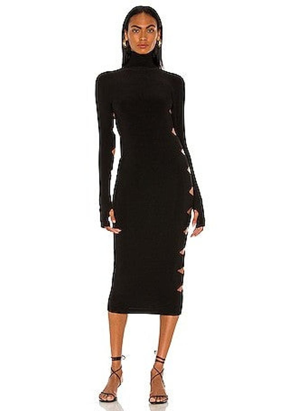 Norma Kamali Long Sleeve Alligator Turtle Dress - S